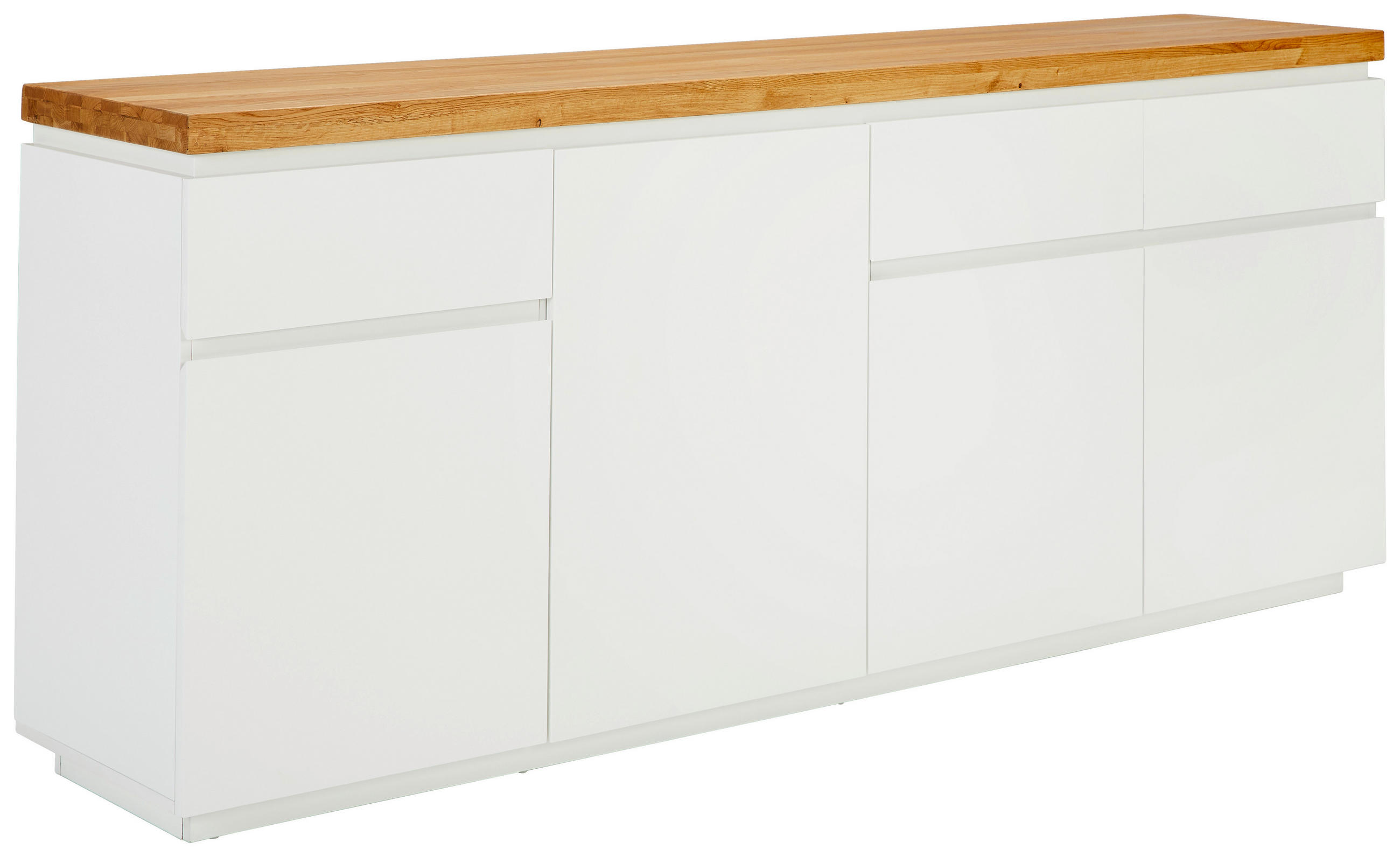 Thumbnail - Novel Sideboard, Weiß, Eiche, Holz, Holzwerkstoff, Eiche, vollmassiv, 4 Fächer, 3 Schublade(n) Schubladen, 195x82x42 cm,...