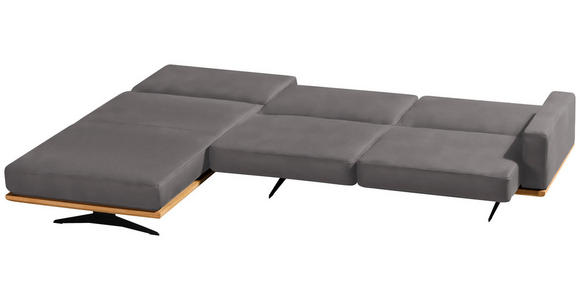 ECKSOFA in Flachgewebe Grau  - Schwarz/Grau, Natur, Holz/Textil (170/326cm) - Valnatura