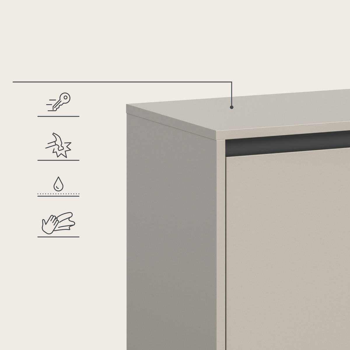 LOWBOARD  184/64/40 cm  stehend  - Kaschmir/Schwarz, Design, Holzwerkstoff/Metall (184/64/40cm) - MID.YOU