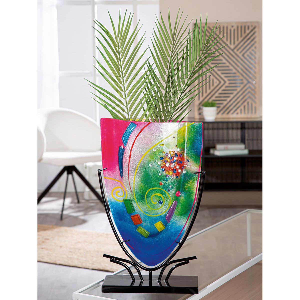 DEKOVASE  - Multicolor, LIFESTYLE, Glas/Metall (30/49/10,5cm)