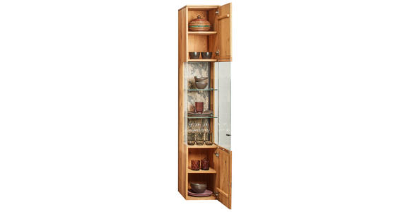 VITRINE in massiv Asteiche Eichefarben - Eichefarben/Schwarz, Natur, Glas/Holz (35/205,7/39,5cm) - Valnatura