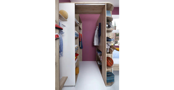 BEGEHBARER ECKSCHRANK Weiß, Eiche San Remo 124/199/148 cm - Alufarben/Weiß, KONVENTIONELL, Holzwerkstoff/Kunststoff (124/199/148cm) - Carryhome