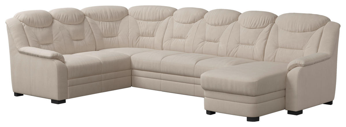 WOHNLANDSCHAFT in Chenille Beige  - Beige/Schwarz, Basics, Kunststoff/Textil (211/330/162cm) - MID.YOU