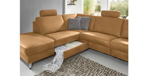 ECKSOFA in Mikrofaser Honig  - Alufarben/Honig, Design, Textil/Metall (242/275cm) - Dieter Knoll