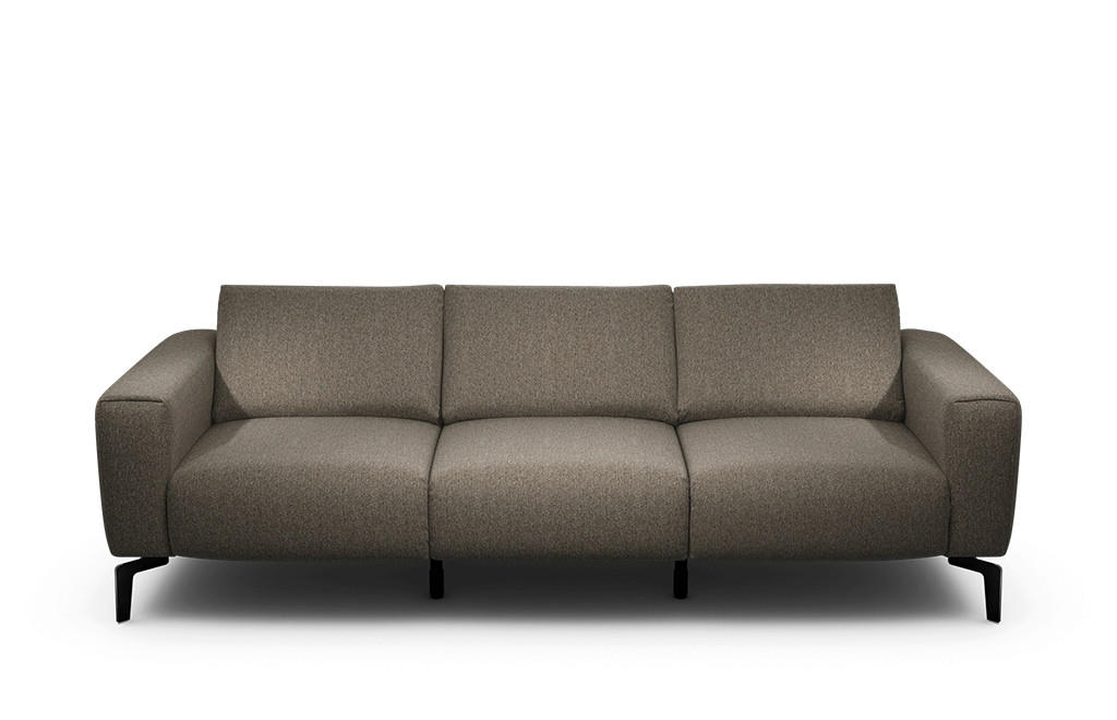 3-SITZER-SOFA Chenille Braun  - Schwarz/Braun, Design, Textil/Metall (250/86/86-94cm) - SENSOO