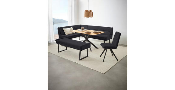 ECKBANK 159/217 cm Webstoff Schwarz - Schwarz, Design, Textil/Metall (159/217cm) - Novel