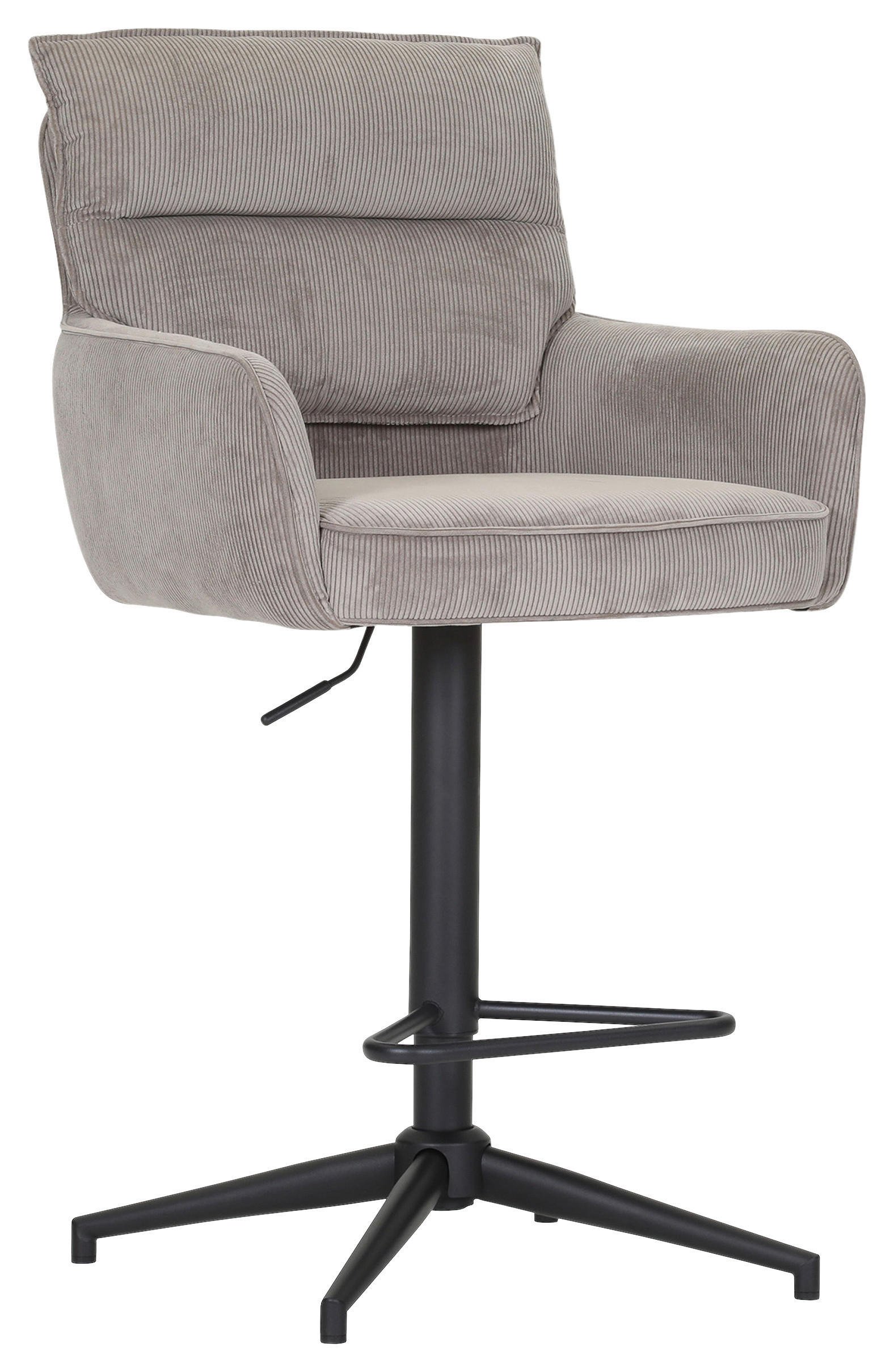 BARHOCKER Cord Taupe Stoffauswahl, Sitzfläche 360° drehbar  - Taupe/Schwarz, Design, Textil/Metall (54/98-120/58cm) - Novel