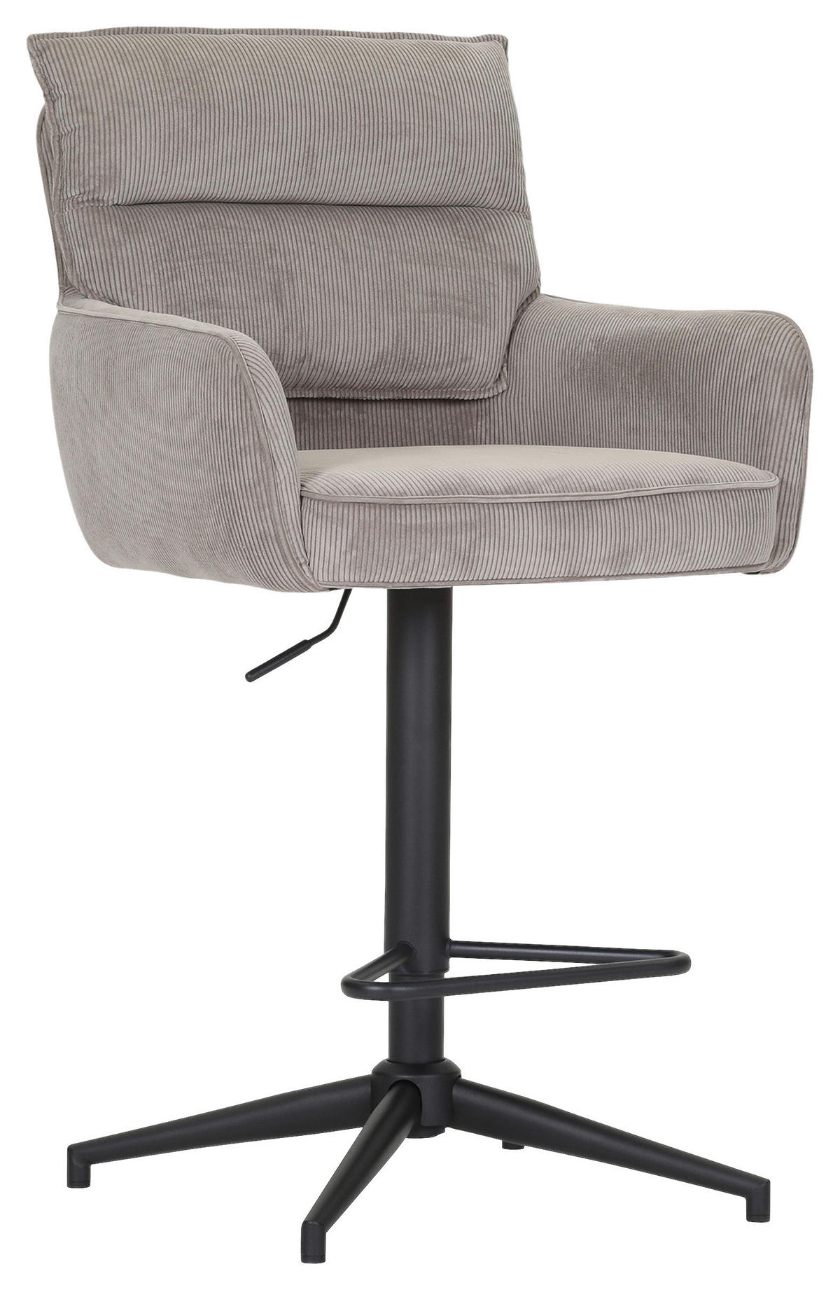 BARHOCKER Cord Taupe Stoffauswahl, Sitzfläche 360° drehbar  - Taupe/Schwarz, Design, Textil/Metall (54/98-120/58cm) - Novel