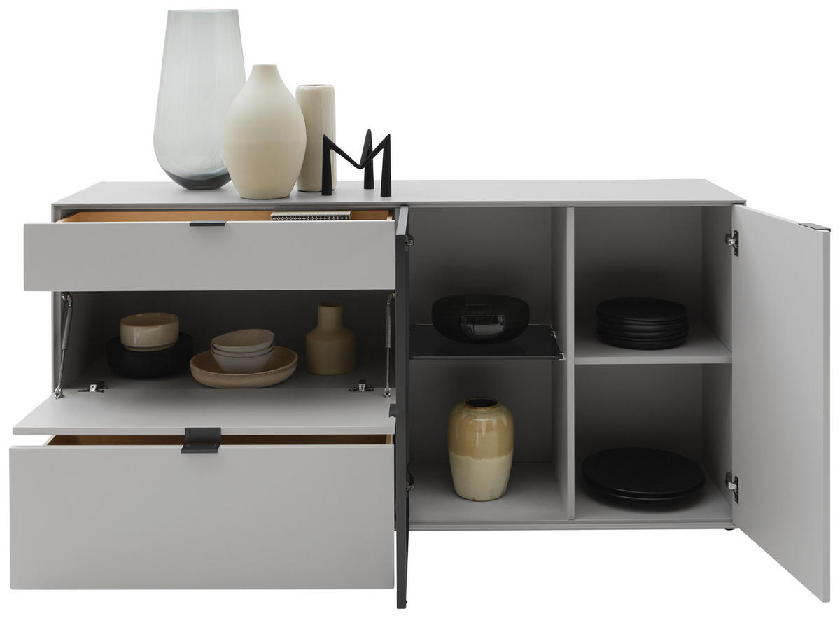 SIDEBOARD Grau  181,9/87,9/45,2 cm  - Schwarz/Grau, Design, Glas/Holz (181,9/87,9/45,2cm) - Dieter Knoll