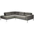 ECKSOFA  in Flachgewebe Dunkelgrau  224/282 cm  - Chromfarben/Dunkelgrau, KONVENTIONELL, Textil/Metall (224/282cm) - Hom`in