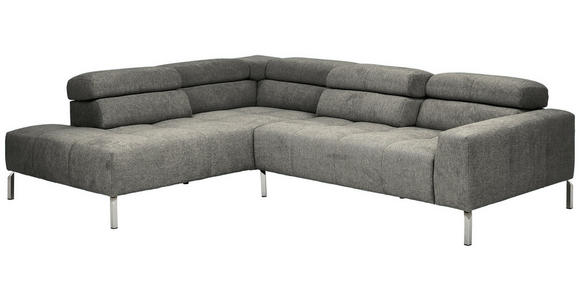 ECKSOFA  in Flachgewebe Dunkelgrau  224/282 cm  - Chromfarben/Dunkelgrau, KONVENTIONELL, Textil/Metall (224/282cm) - Hom`in