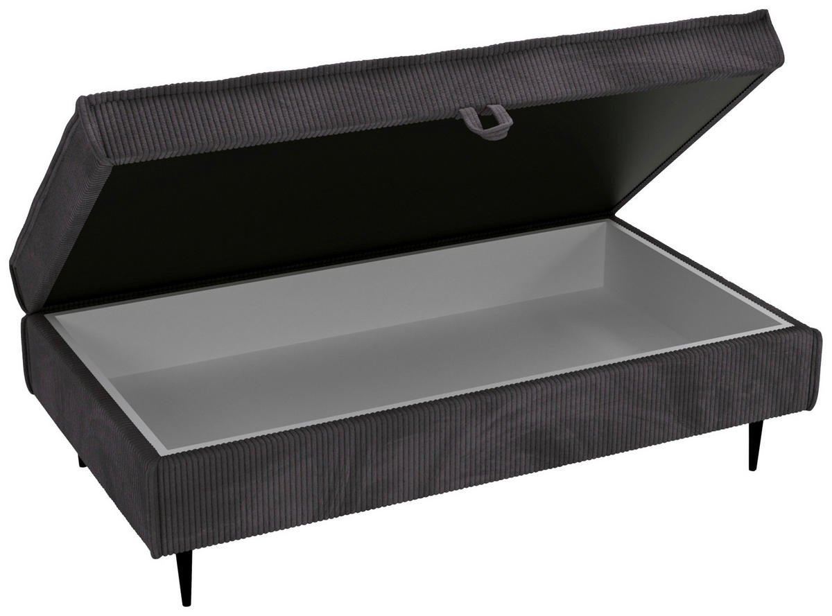 HOCKER in Textil Graphitfarben  - Schwarz/Graphitfarben, Design, Textil/Metall (135/45/75cm) - Livetastic