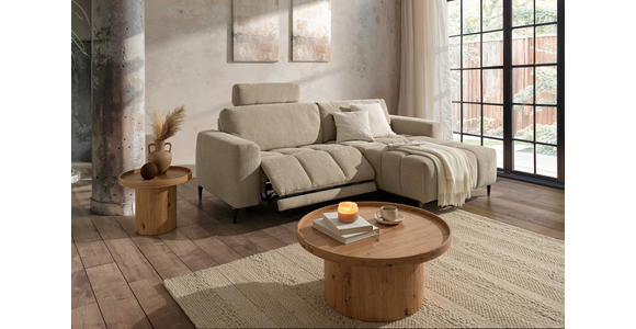ECKSOFA  in Chenille Beige  246/165 cm  - Beige/Schwarz, Design, Textil/Metall (246/165cm) - Carryhome