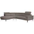 ECKSOFA in Velours Graubraun  - Graubraun/Schwarz, Design, Textil/Metall (264/299cm) - Novel