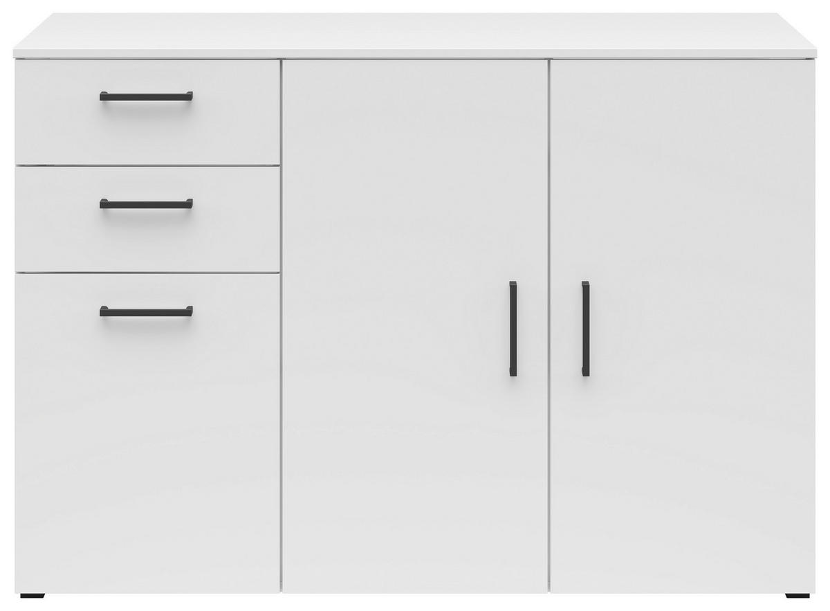 KOMODA, bílá, 120/83/52 cm - bílá/černá, Moderní, kompozitní dřevo/plast (120/83/52cm) - Carryhome