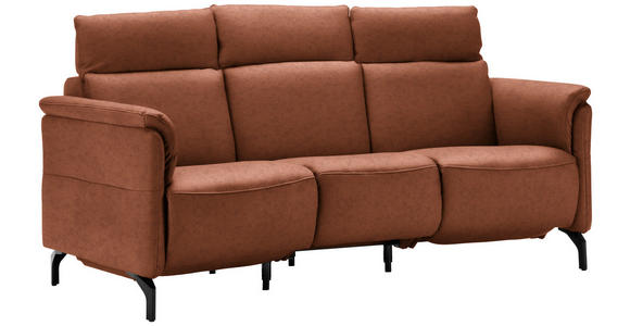 TRAPEZSOFA in Echtleder Cognac  - Cognac/Schwarz, KONVENTIONELL, Leder/Metall (221/103/95cm) - Dieter Knoll