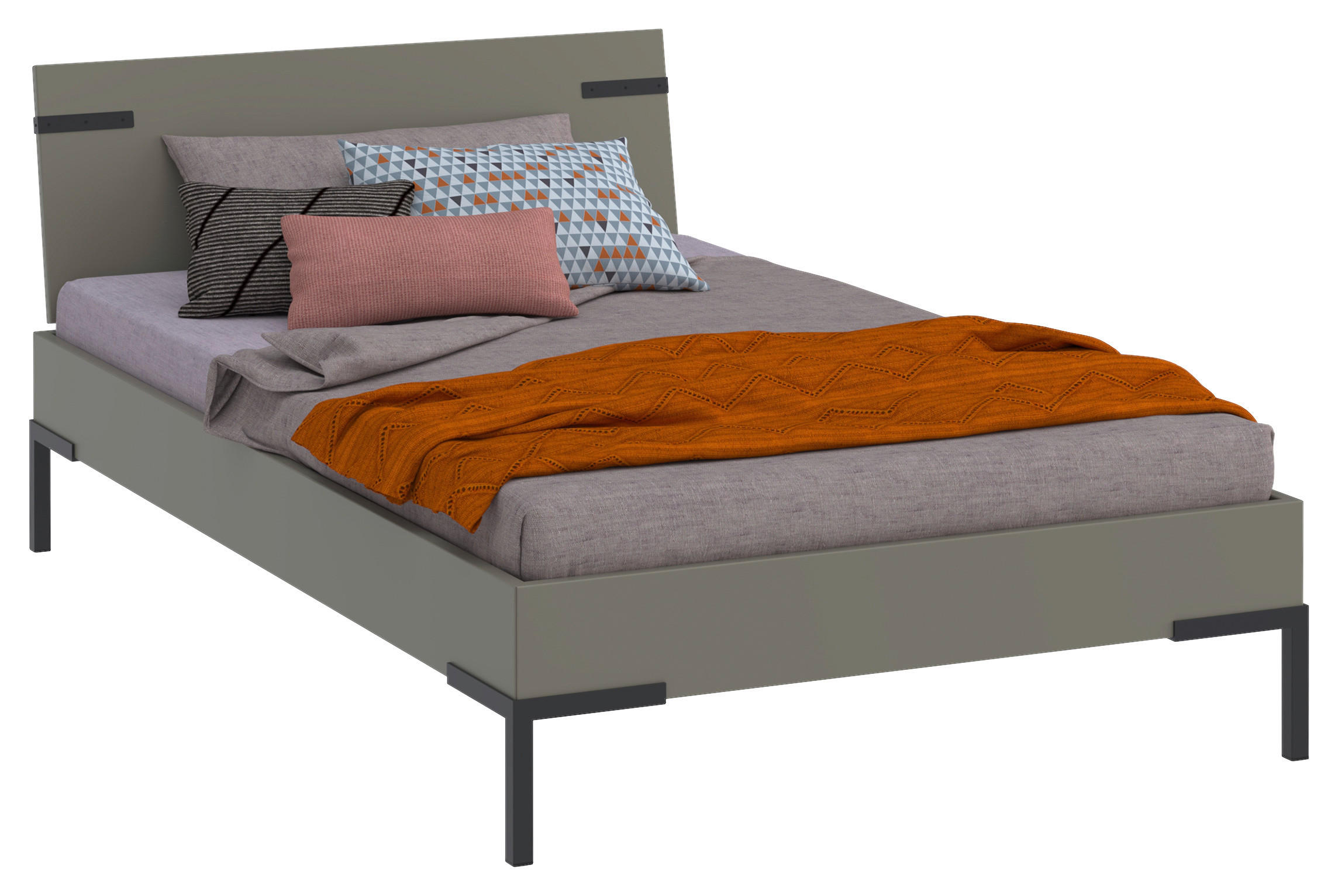 BETT 120/200 cm,  in Grau, Grün,  - Schwarz/Grau, Design, Metall (120/200cm) - Xora