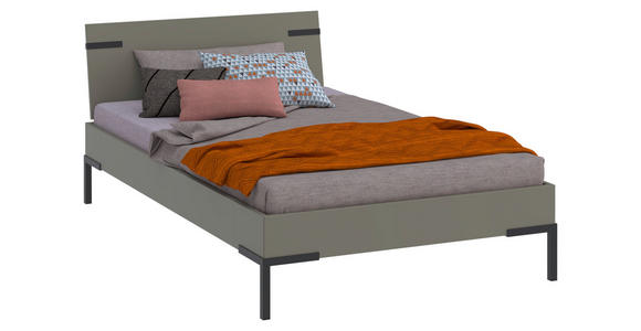 BETT 120/200 cm,  in Grau, Grün,  - Schwarz/Grau, Design, Metall (120/200cm) - Xora