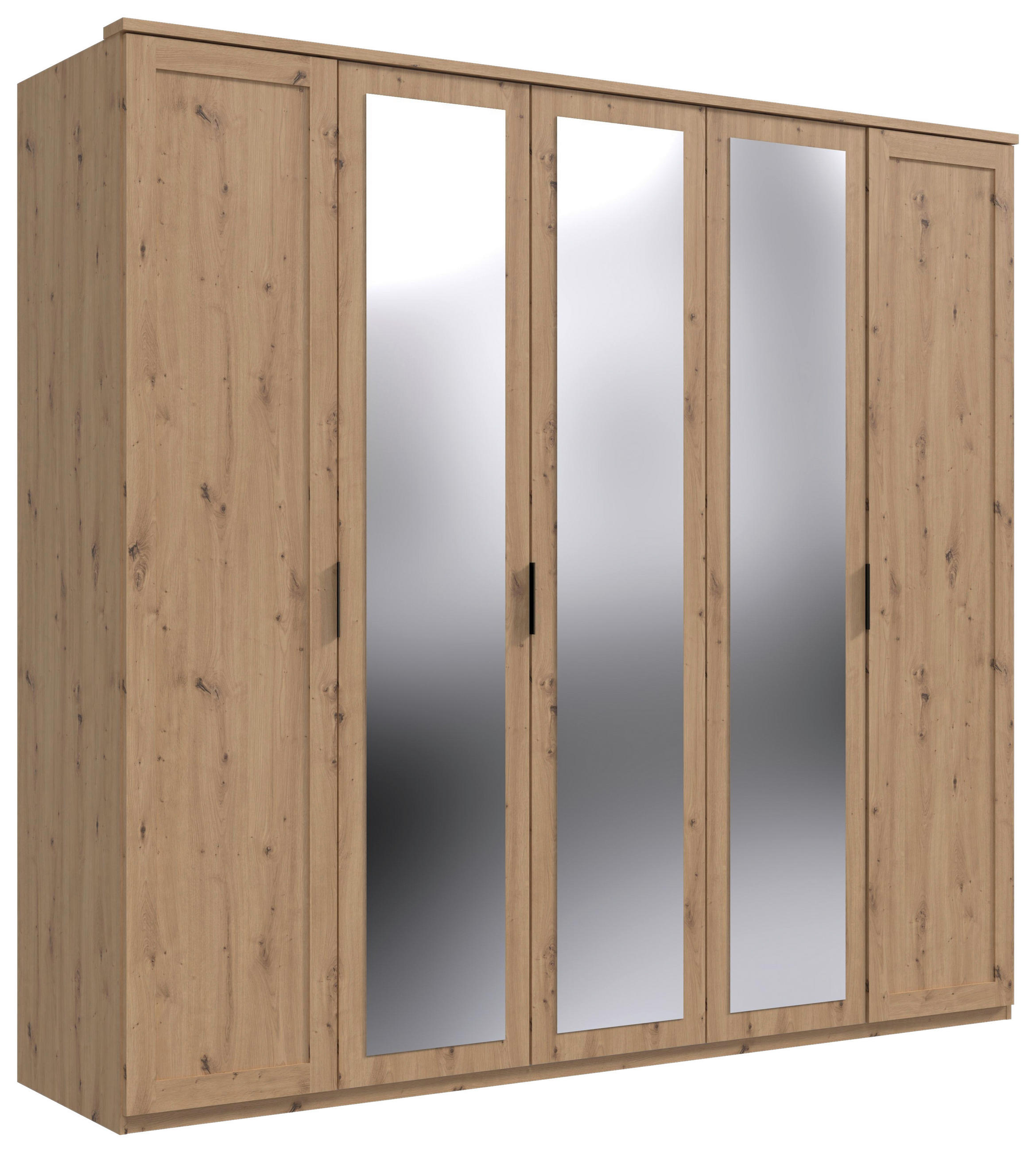 DREHTÜRENSCHRANK in Eiche Artisan  - Schwarz/Eiche Artisan, Konventionell, Glas/Holzwerkstoff (225/210/58cm) - MID.YOU