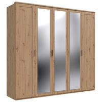 DREHTÜRENSCHRANK in Eiche Artisan  - Schwarz/Eiche Artisan, Konventionell, Glas/Holzwerkstoff (225/210/58cm) - MID.YOU