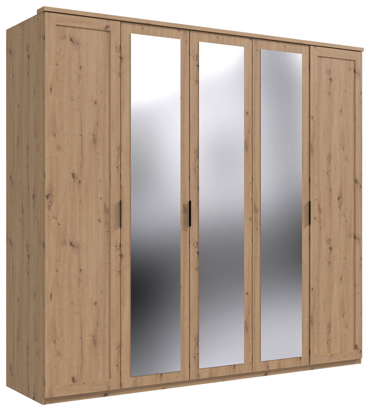 DREHTÜRENSCHRANK in Eiche Artisan  - Schwarz/Eiche Artisan, Konventionell, Glas/Holzwerkstoff (225/210/58cm) - MID.YOU