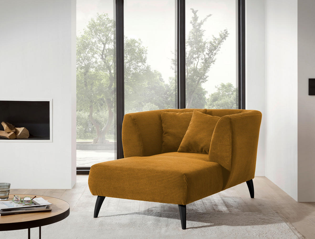 XXL-SESSEL in Cord Goldfarben  - Goldfarben/Schwarz, Modern, Holz/Textil (108/84/155cm) - MID.YOU