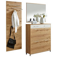 GARDEROBE 3-teilig  in 170/195/31 cm  - Eichefarben/Weiß, Design, Glas/Holz (170/195/31cm)