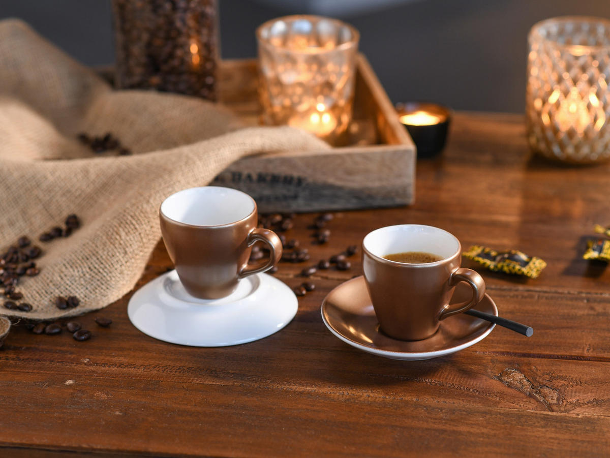 TASSENSET Golden Day white 4-teilig  - Goldfarben/Weiß, Basics, Keramik - Creatable