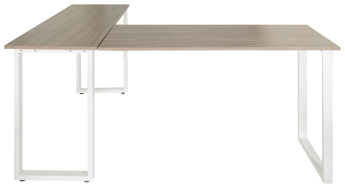 ECKSCHREIBTISCH 165/120/75 cm  in Grau, Weiß  - Weiß/Grau, Basics, Holzwerkstoff/Metall (165/120/75cm) - MID.YOU