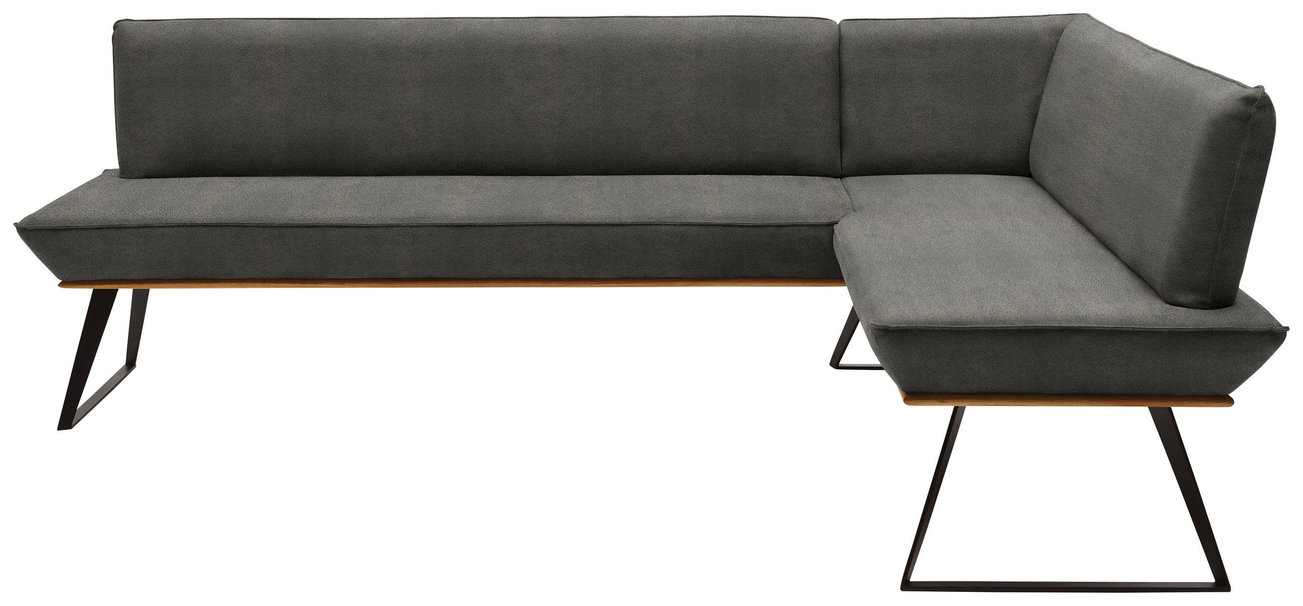 ECKBANK in Holz, Metall, Textil Grau, Schwarz, Eichefarben  - Eichefarben/Schwarz, Design, Holz/Textil (243/163cm) - Voleo