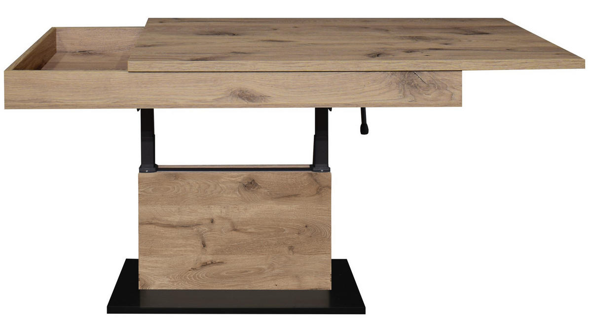 COUCHTISCH in Metall, Holzwerkstoff  - Eichefarben/Schwarz, Design, Holzwerkstoff/Metall (110/58-77/60cm) - MID.YOU