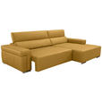ECKSOFA DUA in Echtleder Senfgelb  293/170 cm  - Chromfarben/Senfgelb, Design, Leder/Metall (293/170cm) - Novel