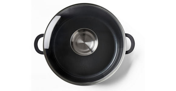 SERVIERPFANNE Greblon®-Antihaftbeschichtung - Klar/Edelstahlfarben, Basics, Glas/Metall (28/7,5cm) - Homeware Profession.