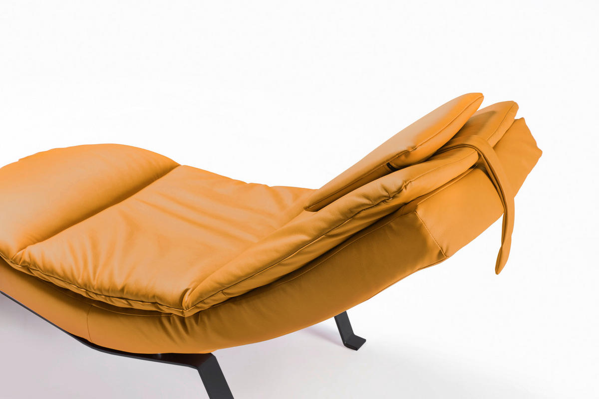 RECAMIER in piele galben  - galben/negru, metal/piele (65/65-95/171cm) - Celina Home