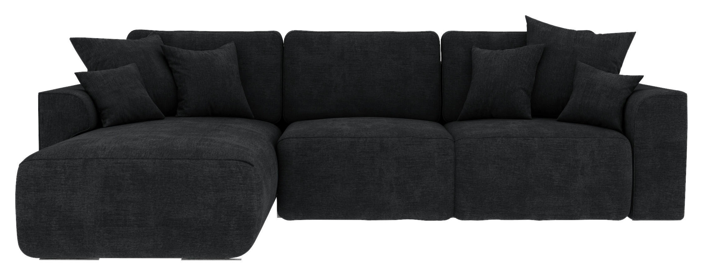 ECKSOFA in Samt Dunkelgrau  195/293 cm  - Chromfarben/Dunkelgrau, KONVENTIONELL, Kunststoff/Textil (195/293cm) - Carryhome