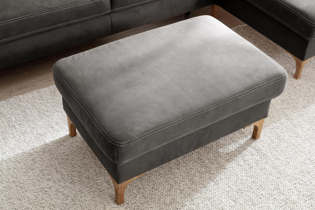 HOCKER in Textil Anthrazit  - Eichefarben/Anthrazit, Design, Holz/Textil (90/45/60cm) - Pure Home Lifestyle