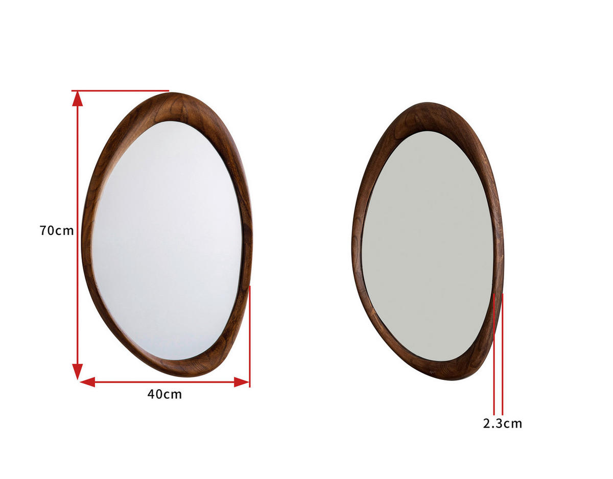 WANDSPIEGEL 40/70/2,3 cm    in oval  - Naturfarben, Basics, Glas/Holz (40/70/2,3cm) - MID.YOU