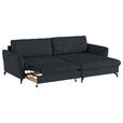 ECKSOFA in Flachgewebe, Leinenoptik Dunkelblau  - Schwarz/Dunkelblau, Design, Textil/Metall (242/170cm) - Xora