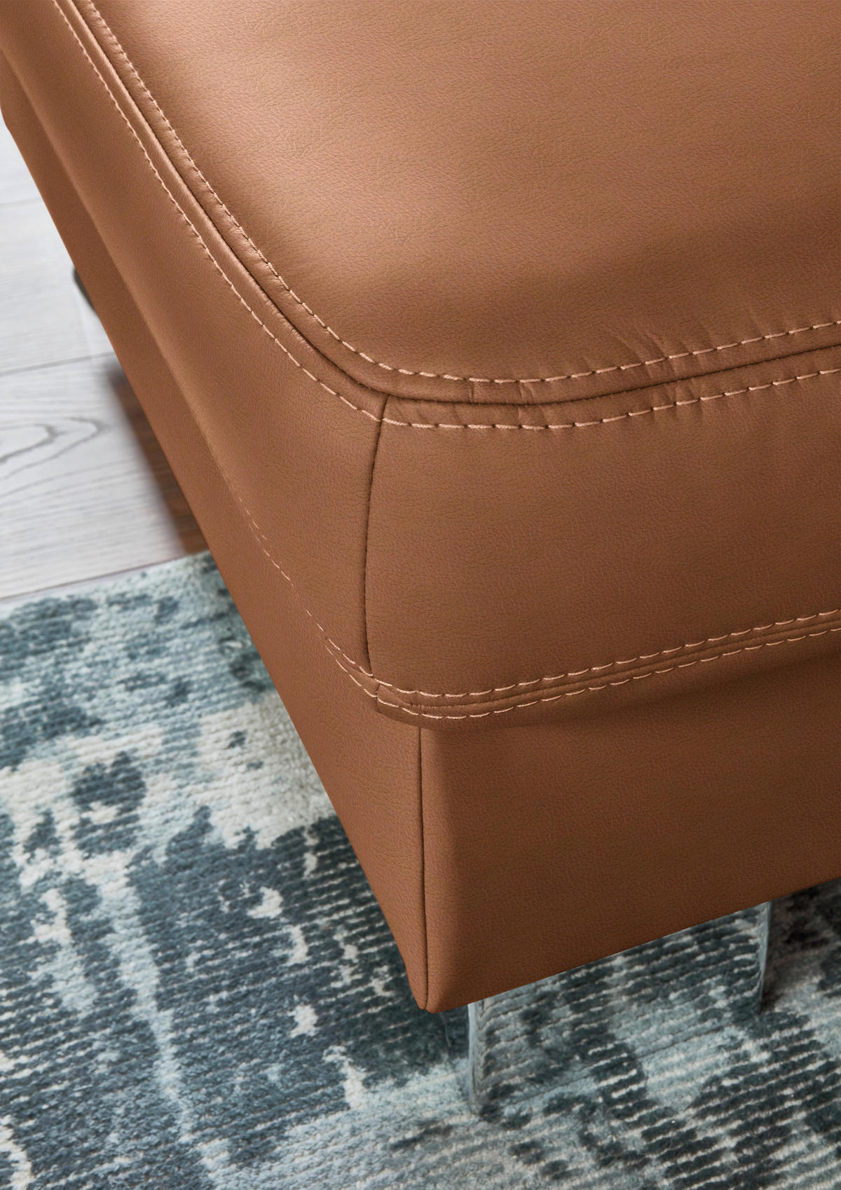 ECKSOFA  in Echtleder Cognac  235/248 cm  - Cognac/Alufarben, Design, Leder/Metall (235/248cm) - Beldomo Premium