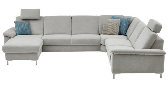 WOHNLANDSCHAFT Silberfarben, Hellgrau Chenille  - Silberfarben/Hellgrau, Design, Textil/Metall (170/333/265cm) - Dieter Knoll