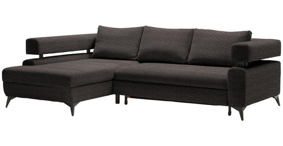 ECKSOFA in Chenille Dunkelbraun  - Dunkelbraun/Schwarz, KONVENTIONELL, Textil/Metall (184/265cm) - Hom`in