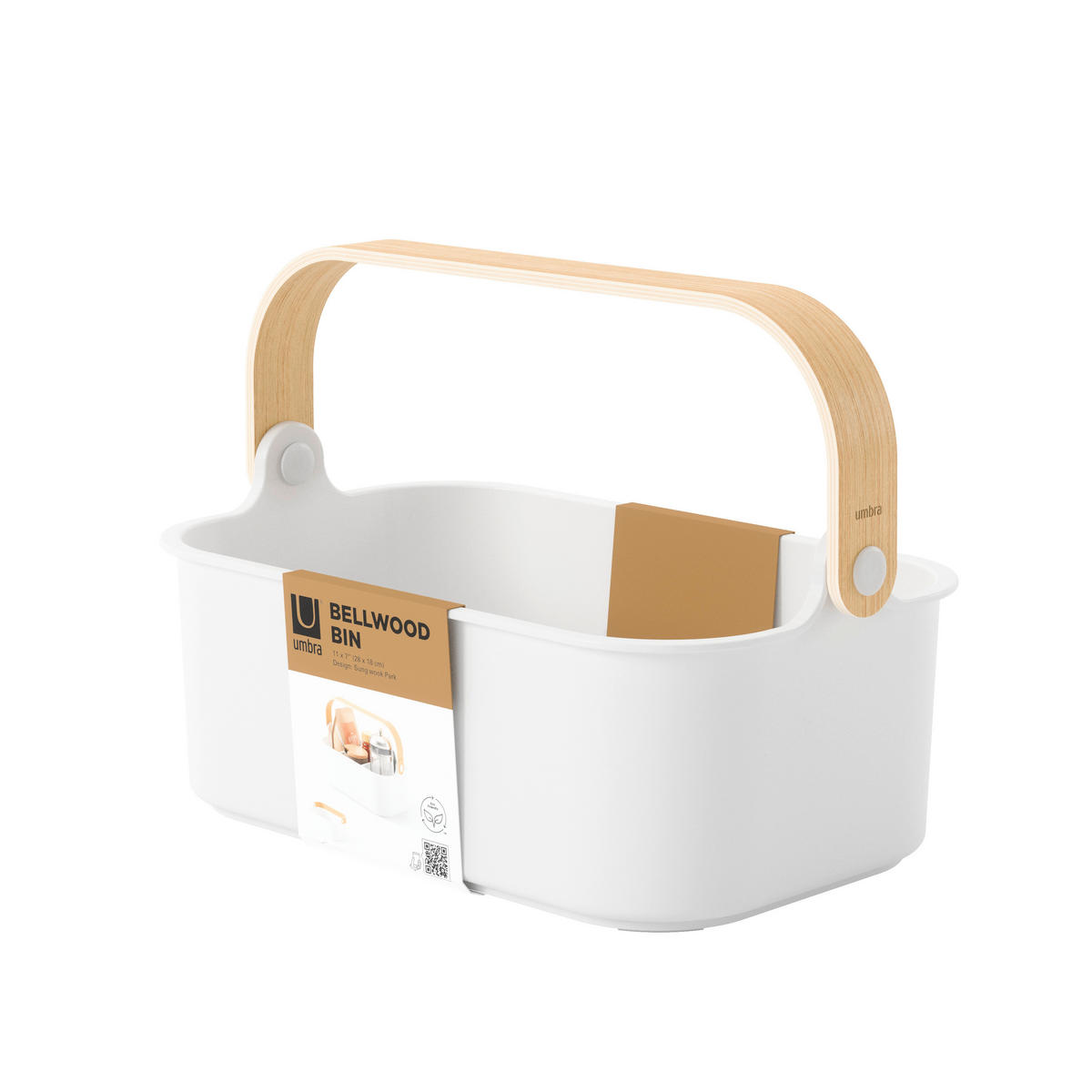 ORGANIZATOR         17/12/28 cm            - bela/naravne barve, Basics, umetna masa/les (17/12/28cm) - Umbra