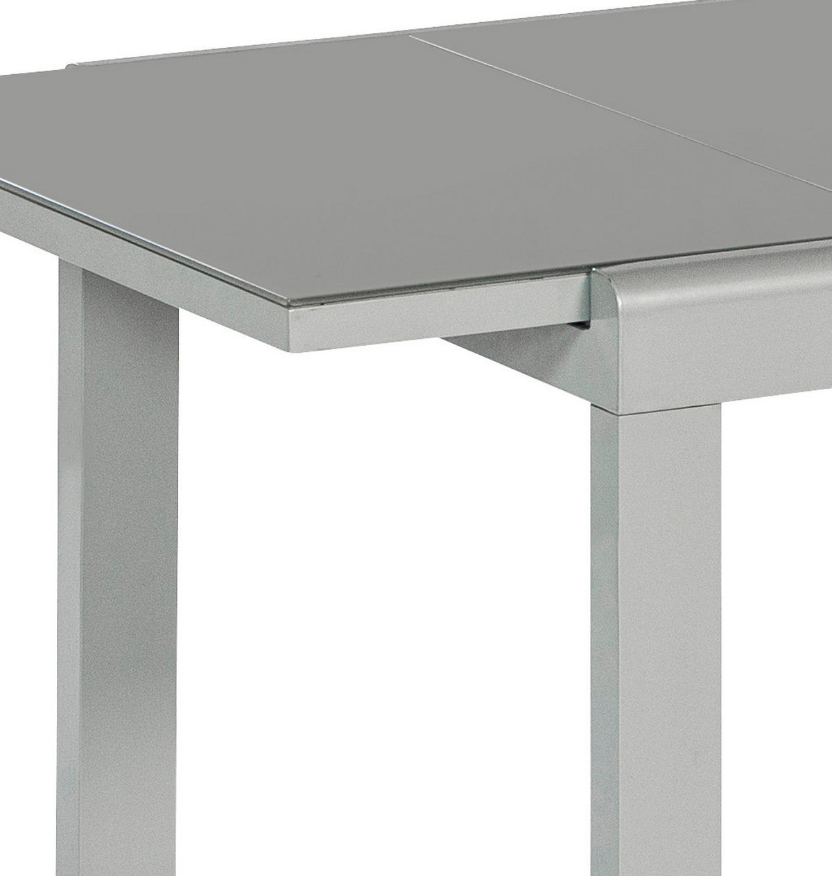 ZAHRADNÍ STŮL, kov, sklo, 80-120/70/75,5 cm - barvy stříbra, Konvenční, kov/sklo (80-120/70/75,5cm) - Gardenson