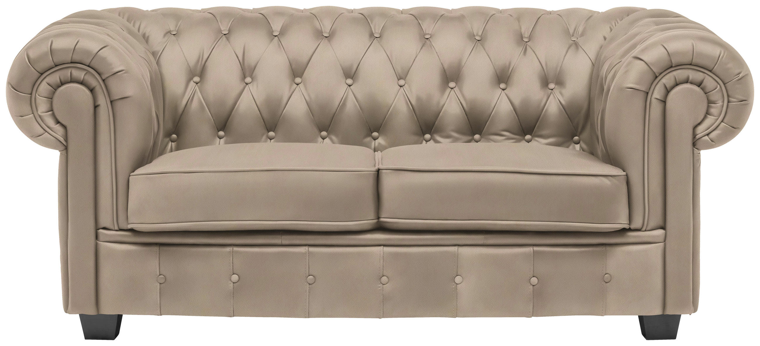 CHESTERFIELD-SOFA in Lederlook Beige  - Wengefarben/Beige, Lifestyle, Holz/Textil (180/76,5/96cm) - Landscape
