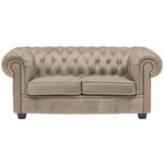 CHESTERFIELD-SOFA in Lederlook Beige  - Wengefarben/Beige, LIFESTYLE, Holz/Textil (180/76,5/96cm) - Landscape