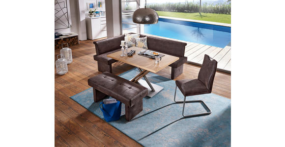 SCHWINGSTUHL in Edelstahl Mikrofaser - Edelstahlfarben/Dunkelbraun, Design, Textil/Metall (47/100/61cm) - Moderano