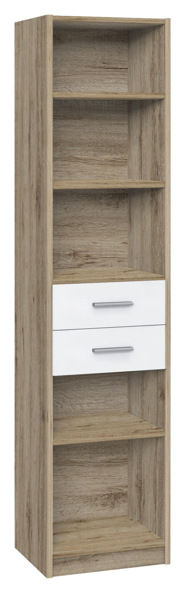 REGAL Weiß, Eiche San Remo  - Alufarben/Weiß, KONVENTIONELL, Holzwerkstoff/Kunststoff (48/197/40cm) - Boxxx