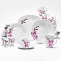KOMBISERVICE Kyoto 32-teilig  - Magenta/Weiß, KONVENTIONELL, Keramik - Van Well