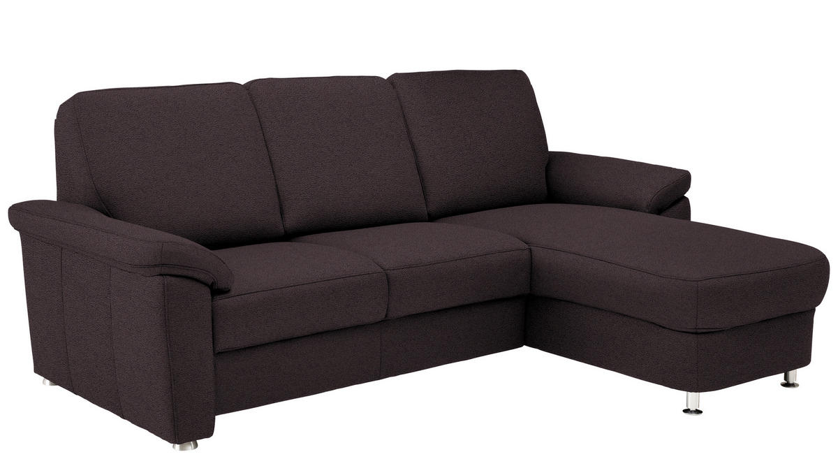 ECKSOFA in Flachgewebe Mokka  - Chromfarben/Mokka, Konventionell, Textil/Metall (250/163cm) - Beldomo System