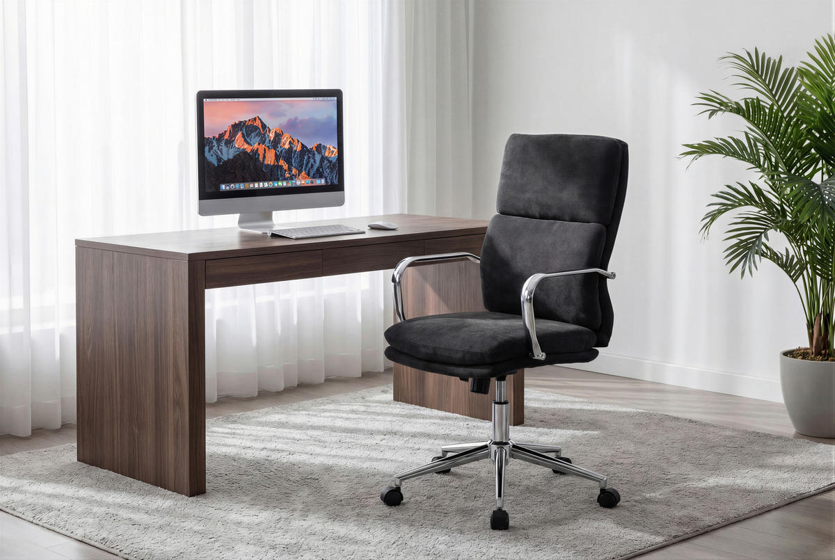 FORGÓSZÉK  zsenília fekete  - krómszínű/fekete, Modern, műanyag/textil (56/100-110/65,5cm) - Livetastic
